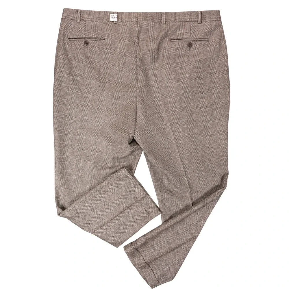 Brooks Brothers Mens 44x31 Wool Cashmere Glen Plaid Dress Pants Brown
